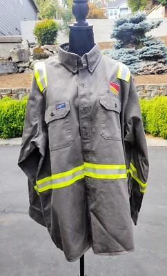 LAPCO FR Flame Resistant Hi Vis Work Shirt Reflect Button Up Visibility 2XL New - Image 1 of 4