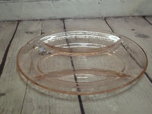 Piatto Diviso Vintage Nocciola Atlante FIORENTINO Rosa Depressione Vetro 10"X6,5" Chip - Foto 1 di 7