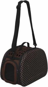IRIS Polka Dot Folding Pet Carrier, Brown/White - Picture 1 of 5