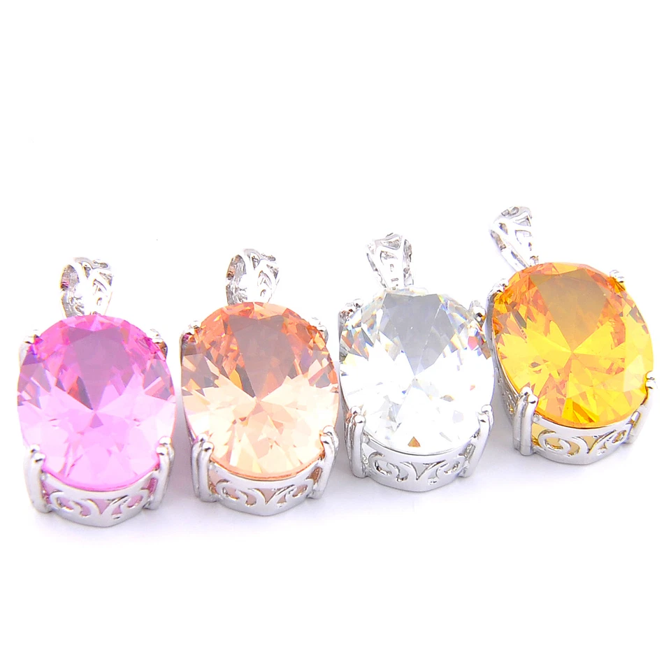 Conjunto de joyas de Navidad Mulit 4 piezas topacio místico morganita citrino gema colgantes de plata Foto 1 de 4