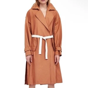 Zara Terracotta Trench Coat Contrast Belt Women's Medium - Picture 1 of 8