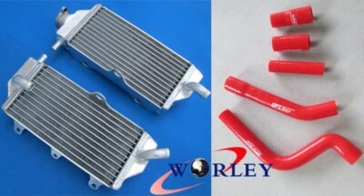 Radiador de alumínio + mangueira vermelha para 2010-2013 Yamaha YZF250 YZ250F YZ 250F 2011 2012 - Imagem 1 de 4
