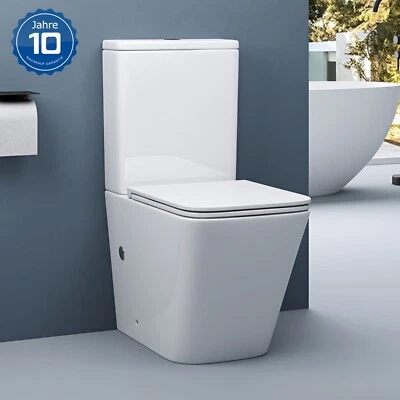 DOPORRO Spülrandloses WC mit Spülkasten Stand-Toilette + Soft-Close WC-Sitz Toilette NEU