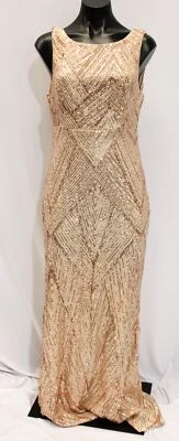 Chic Wish Women's Sleeveless Darling Sequin Mermaid Gown AC2 Gold Medium NWT  - Image 1 of 4