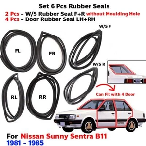 Weatherstrip Rubber Seal Fits Nissan Sentra Sunny B11 4D Sedan 1981-85 Set 6 New - Picture 1 of 8
