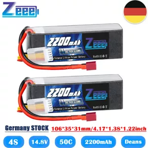 2X Zeee 4S Lipo Akku Batterie Deans 2200mAh 14.8V 50C für RC Auto Truck Flugzeug - Bild 1 von 8