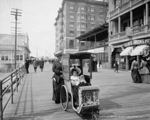 Girl & Doll Ride Boardwalk Atlantic City 1905 Vintage 8x10 Reprint Of Old Photo - Picture 1 of 1