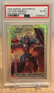 Fleer Marvel Masterpieces 1994 Holofoil Silver Capitán América #1 PSA 6 - Imagen 1 de 7