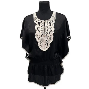 Blusa Studio Y Elegante Negra Satinada Dolman Mangas Acampanadas Ala de Murciélago Talla XS - Imagen 1 de 18