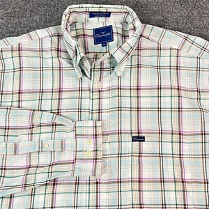 Faconnable Shirt Mens XL Blue Purple Brown Plaid USA Button Down Oxford OCBD - Picture 1 of 10