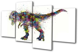 T Rex Dinosaur Abstract Animals MULTI CANVAS WALL ART Picture Print - Picture 1 of 1
