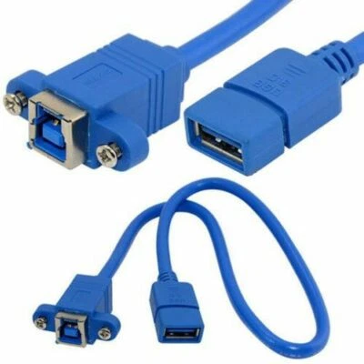 USB 3.0 Type A Female to USB-B 3.0 Panel Mount Female Data Sync Cable 0.3m - Image 1 of 2