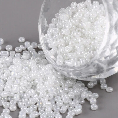 50g 2mm Glass Seed Beads White Pearlised - for Beading, Craft, Jewellery Making - Image 1 of 4