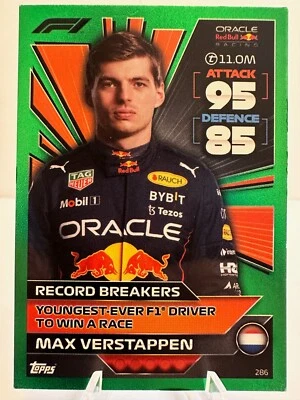 2022 Topps Turbo Attax #286 Max Verstappen Green Numbered Parallel (UK)  129/500 - Image 1 of 3