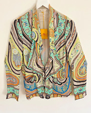 ETRO Jacket Paisley Multicolor Silk Lined Lightweight M Size US8 It 42 Tags NEW