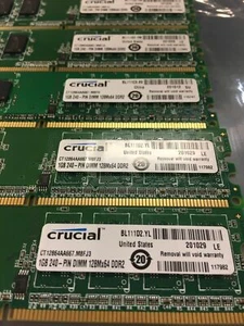 Crucial 1GB 240-PIN DIMM 128Mx64 DDR2 PC2 CT12864AA667 ((LOT of 6)) - Picture 1 of 2