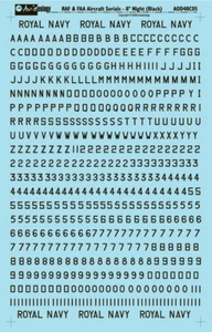 RAF & FAA Aircraft Serials: 8" Black  - 1/48 scale Colours & Codes - Bild 1 von 1