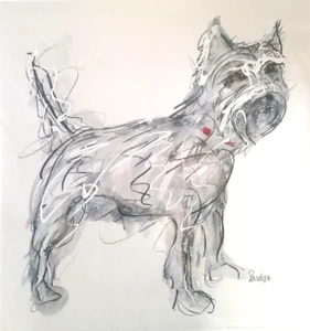 20% Off Original Penelope Timmis Painting #013 - grey black dog - NOT A PRINT - Picture 1 of 4