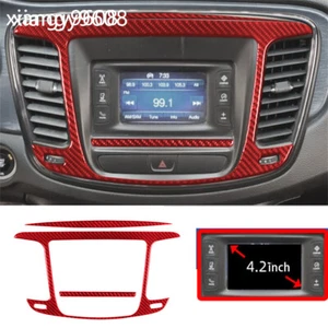 Red Carbon Fiber Central Control Frame Trim For Chrysler 200 2015-17 Accessories - Foto 1 di 13
