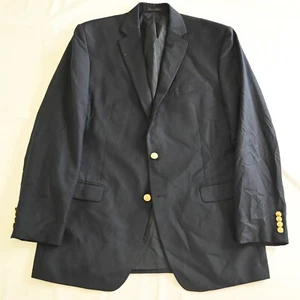 Chaps Ralph Lauren 42L Navy Blue Gold Button 100% Wool Blazer Jacket Sport Coat - Picture 1 of 12