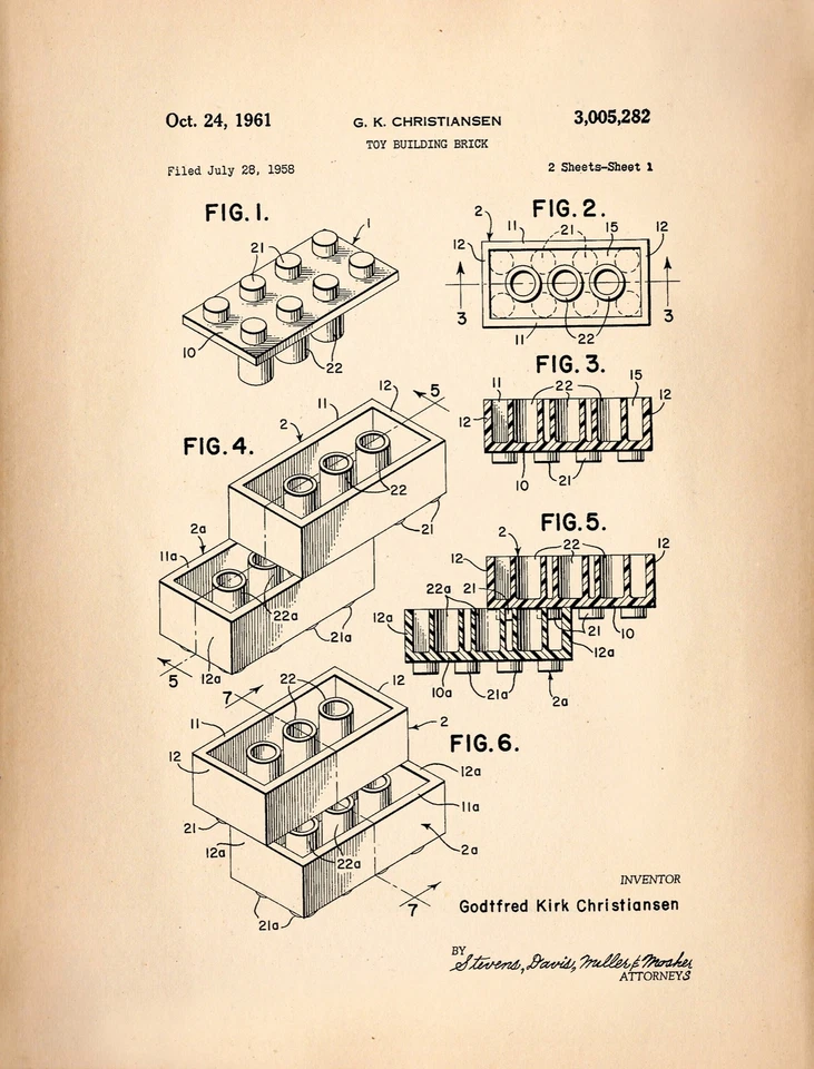 Decor POSTER of vintage Patent.Lego toy brick.Room Office Home Art Design.6813 - Image 1 of 1
