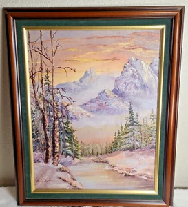 "Quadro ad olio originale firmato di Doris Huston The Peaks 24"" x 20" - Foto 1 di 6