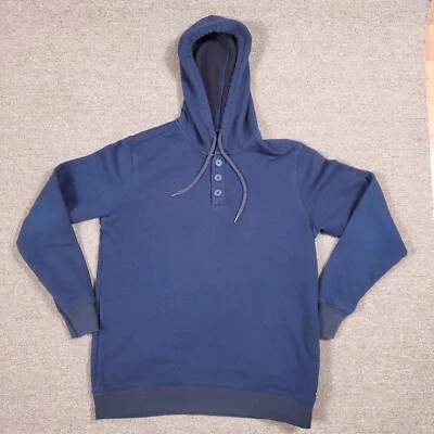 RVCA Hoodie Men's Blue Medium Henley Button Longsleeve Pullover Sweatshirt - Image 1 of 4