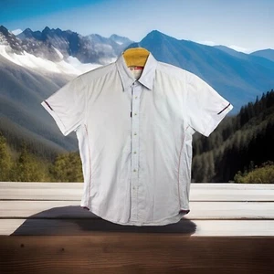 Robert Graham Shirt Men XL Blue Button Down Luxuriously Soft Cotton Short Sleeve - Picture 1 of 15