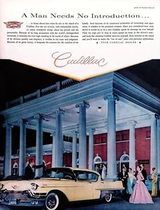 1957 Cadillac Classic Car Print Ad Yellow Whitewall Tires Nightlife 10x13.5 - Picture 1 of 3