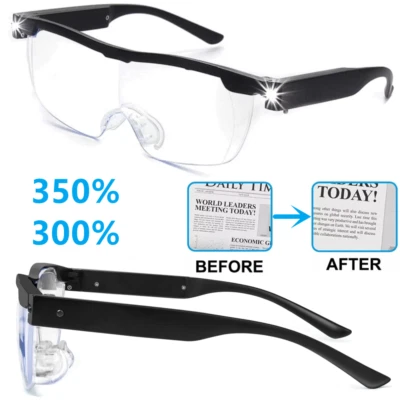 350% Magnifier Glasses With Led Light Magnifying Glasses Loupes Reading Sewing - Image 1 of 4