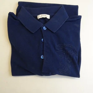 Polo Versace Collezione Blu Navy Piccola Ricamata Manica Corta - Foto 1 di 11