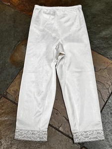924 TARA Large White Satin Shaping Lace Hem Tummy Panel Pettipants #100 - Picture 1 of 6