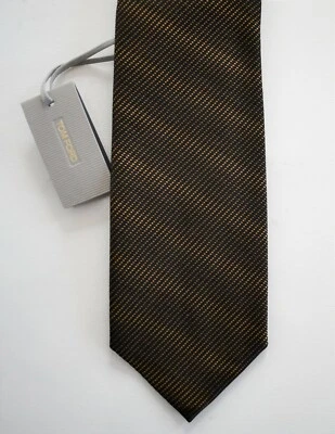 🆕️ NUEVA Corbata de Cuello Estándar TOM FORD Negra Dorada 100% SEDA  Foto 1 de 4