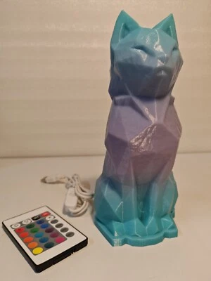 Lampada gattino usb notturna stampata in 3d led multicolore con telecomando - Immagine 1 di 2