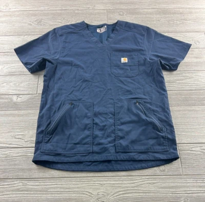 Carhartt Modern Fit Ripstop Scrub Navy Blue Mens Size Medium C15037 Short Sleeve - Image 1 of 4
