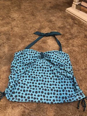 Joe Boxer Mujer Tankini iSwim Top 2X Turquesa Marrón Blanco Lunares Foto 1 de 4