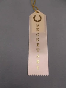 SECRETARY white ribbon with card and string lot of 6 - Picture 1 of 1