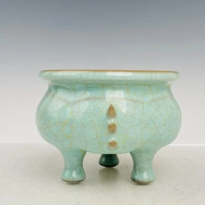 Quemador de incienso de porcelana Ru reflujo dinastía Song porcelana antigua de 5,2" de China  Foto 1 de 4