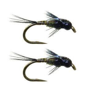 Umpqua Two Bit Hooker Dark Olive Tungsten 2 Pack Nymph Fly Fishing Flies