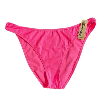 No Boundaries Women’s XXL Ribbed Vivid Pink Cheeky High Leg Bikini Bottom - Image 1 of 4
