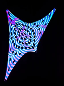 PSYWORK Schwarzlicht Segel Spandex Goa "Psychedelic Stripes", 1,2x2,5m Psy Tuch - Bild 1 von 5