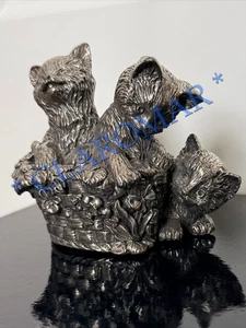 ❤️ RARE Vintage Reed & Barton Basket Full of Kittens Cats Silverplate Music Box - Picture 1 of 7