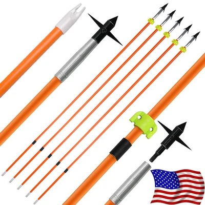 31" Bowfishing Arrows Bow Fishing Hunting Broadheads Solid Fiberglass Archery  - Image 1 of 4