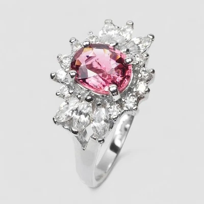 925 Sterling Silver Handmade Jewelry Rings Luxurious Pink Tourmaline Size 6.5 - Image 1 of 4