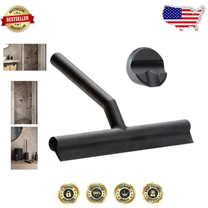 Elegante limpiaparabrisas de vidrio negro con soporte magnético para limpieza elegante de baño - Imagen 1 de 6