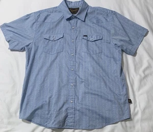 Howler Bros Shirt Mens L Blue Striped H Bar B Pearl Snap Lightning Bolt - Picture 1 of 3