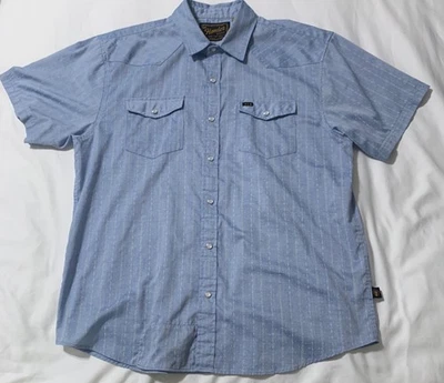 Howler Bros Shirt Mens L Blue Striped H Bar B Pearl Snap Lightning Bolt - Image 1 of 3