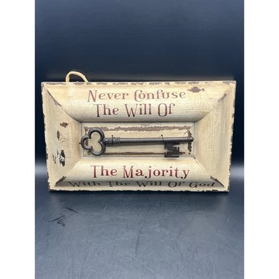 Rustic Key Wall Decor Sign Religious Decor Believe Faith 10" x 6" Will of God - Image 1 of 4