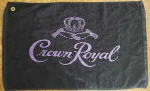 Crown Royal Black & Purple 100% Cotton Golf Towel W/ Corner Grommet Approx 24x15 - Picture 1 of 4
