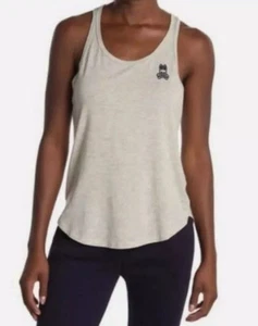 Psycho Bunny Logo Applique Modal High-Low Hem Racerback Tank Med Lt Heather Gray - Picture 1 of 3